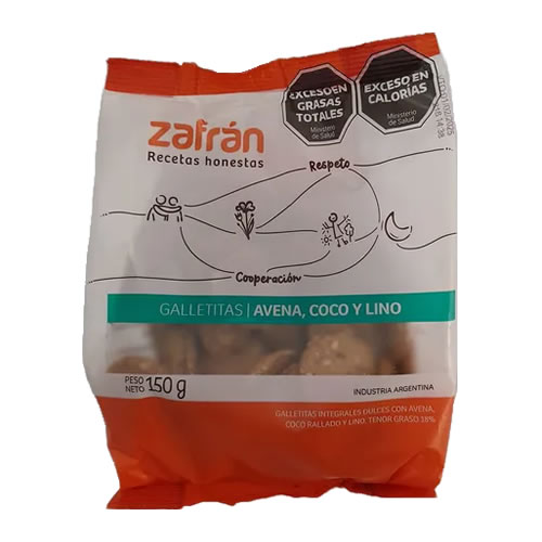 Zafran Galletitas de Avena,coco y Lino x 150 grs
